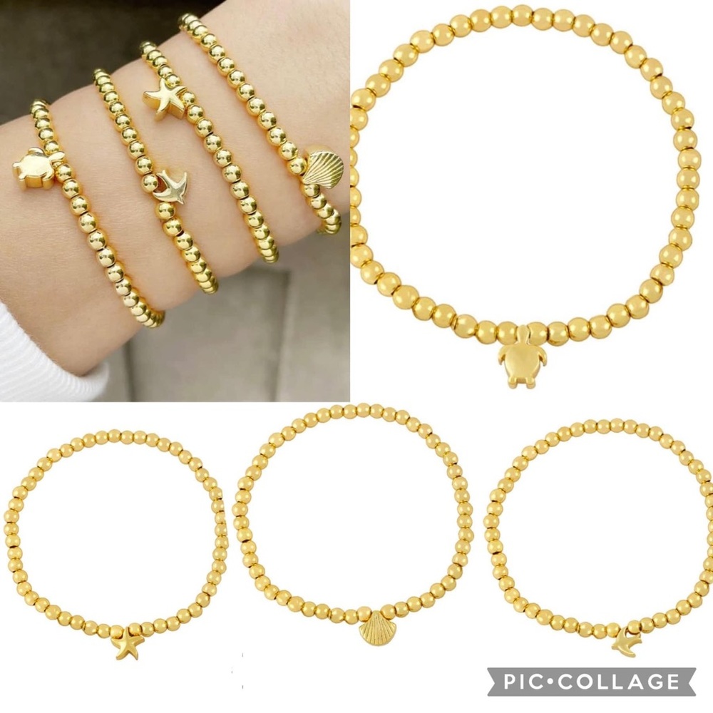 Elastic Titanium Steel with 18k Gold plated Bracelets